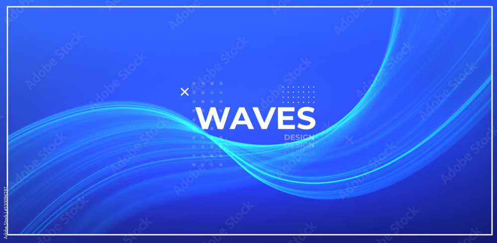 Blue abstract wave. Magic line design. Flow curve motion element. Neon gradient wavy illiustration. Blue abstract wave. Magic line design. Flow curve motion element. Neon gradient wavy illiustration.