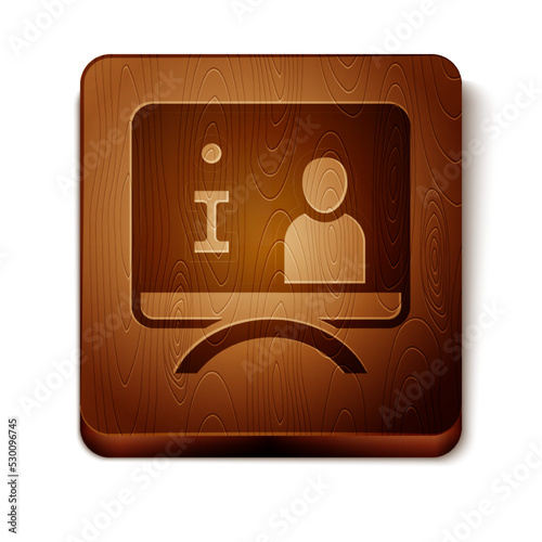 Brown Television report icon isolated on white background. TV news. Wooden square button. Vector