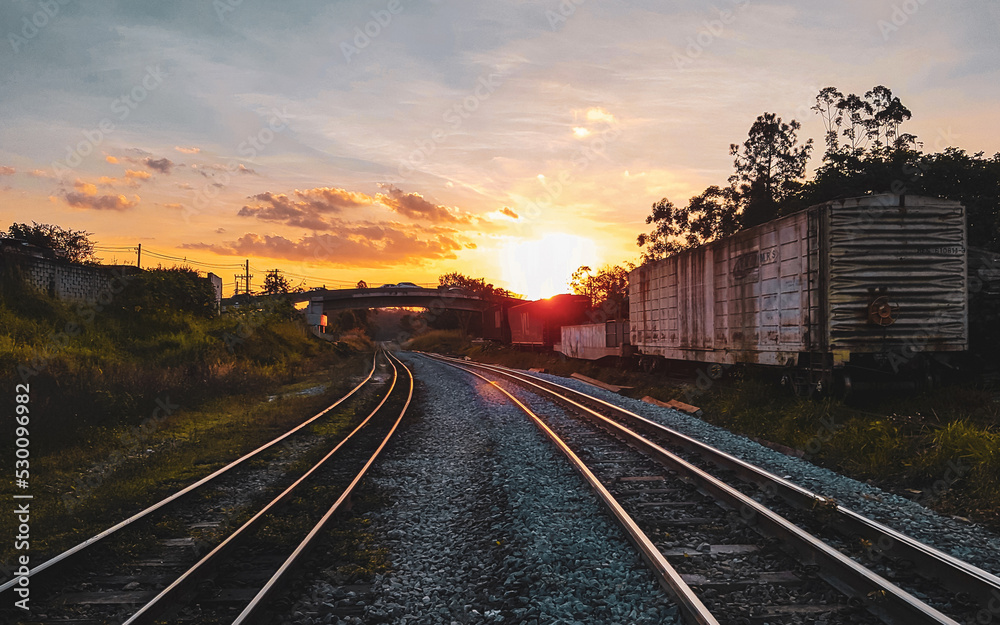 railway at sunset