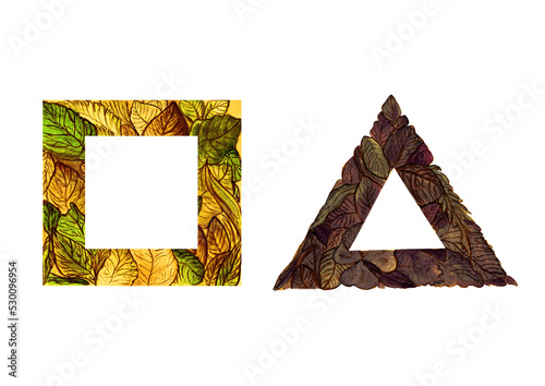 watercolor set autumn leaves in frames	