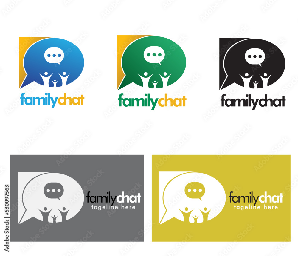 family chat logo design for  mobile app company and brand with creative ideas 