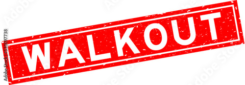 Grunge red walkout word square rubber seal stamp on white background