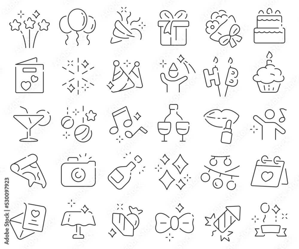 Holiday and celebrate line icons collection. Thin outline icons pack. Vector illustration eps10