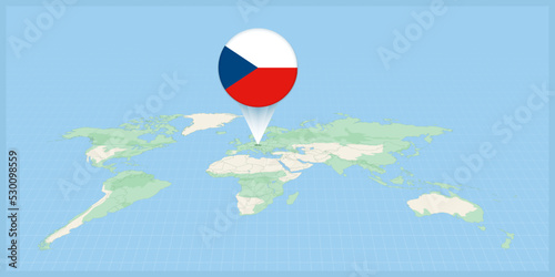 Location of Czech Republic on the world map, marked with Czech Republic flag pin.