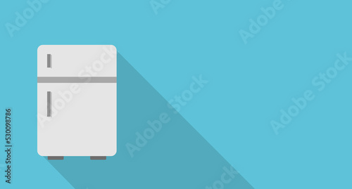 Shaded refrigerator and blue background. Vector.
