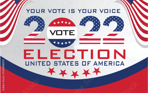 Graphic of United States Flag Election and Year 2022 Perfect for Election Day Illustration Vectors 