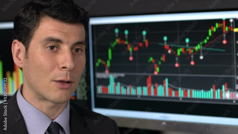 Trader analyzing stock market data Trader analyzing stock market data