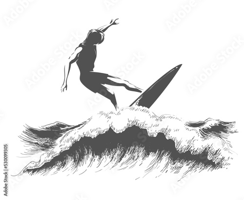 Surfer sketch icon