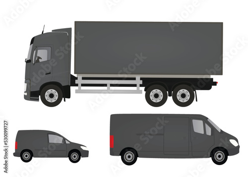 Grey van set. vector illustration