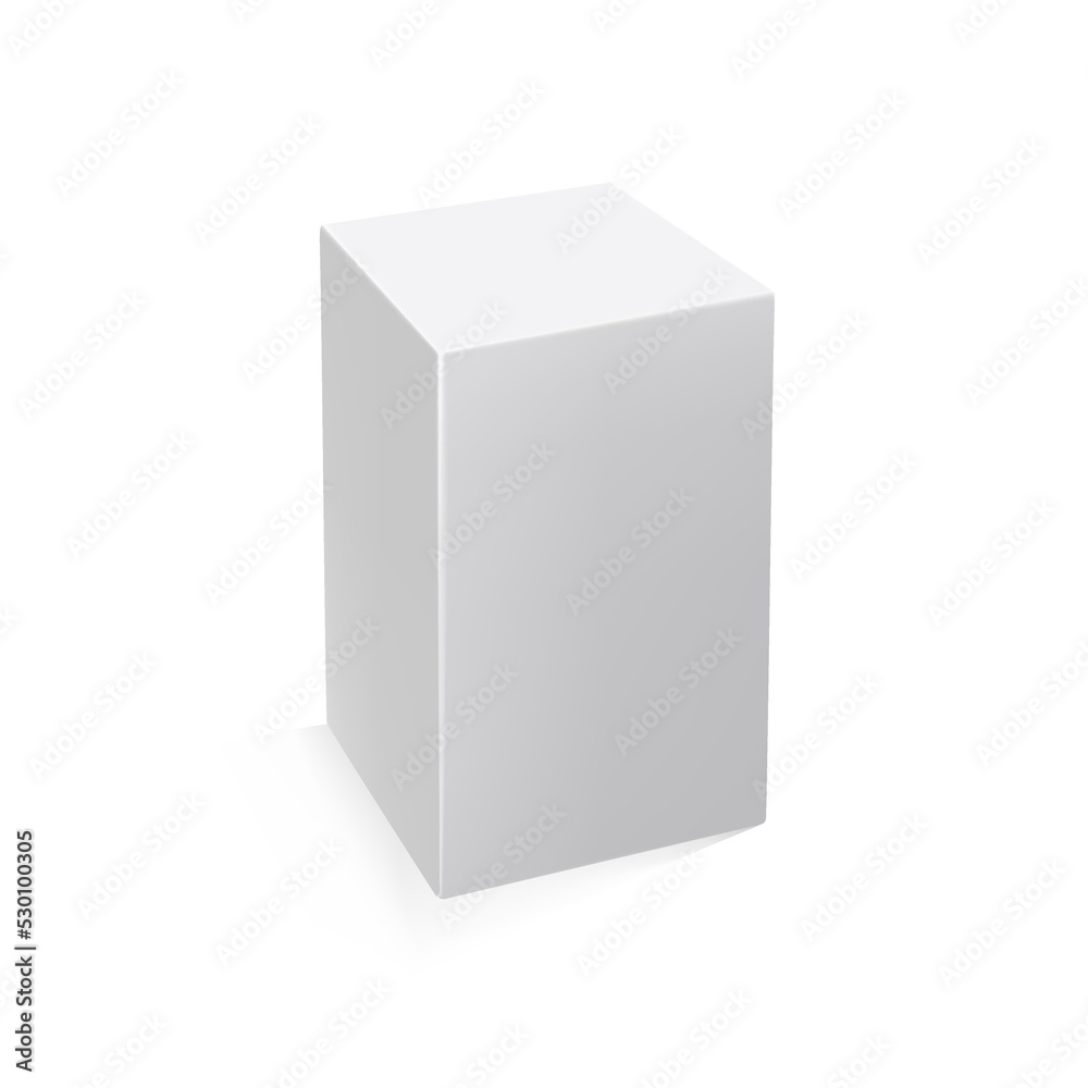 3d white cube isolated on white background. Square vector template. Realistic packaging design. 3d white cube isolated on white background. Square vector template. Realistic packaging design.