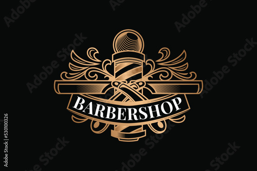 Barbershop Unique Elegant Gold Logo Template