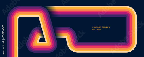 Vintage Retro 70s Colorful Background Vector Design With Stripes. Geometric Posters Rainbow Style