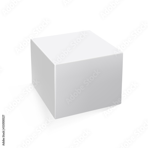3d white cube isolated on white background. Square vector template. Realistic packaging design. © lubashka