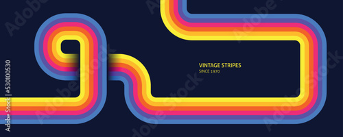 Vintage Retro 70s Colorful Background Vector Design With Stripes. Geometric Posters Rainbow Style