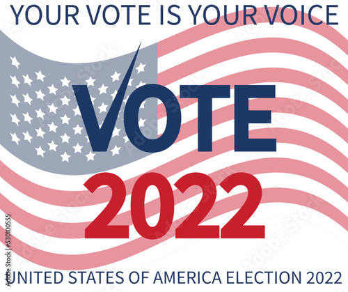 Day of mid-term elections. Vote 2022 USA, banner design. Political election campaign