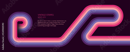 Vintage Retro 70s Colorful Background Vector Design With Stripes. Geometric Posters Rainbow Style