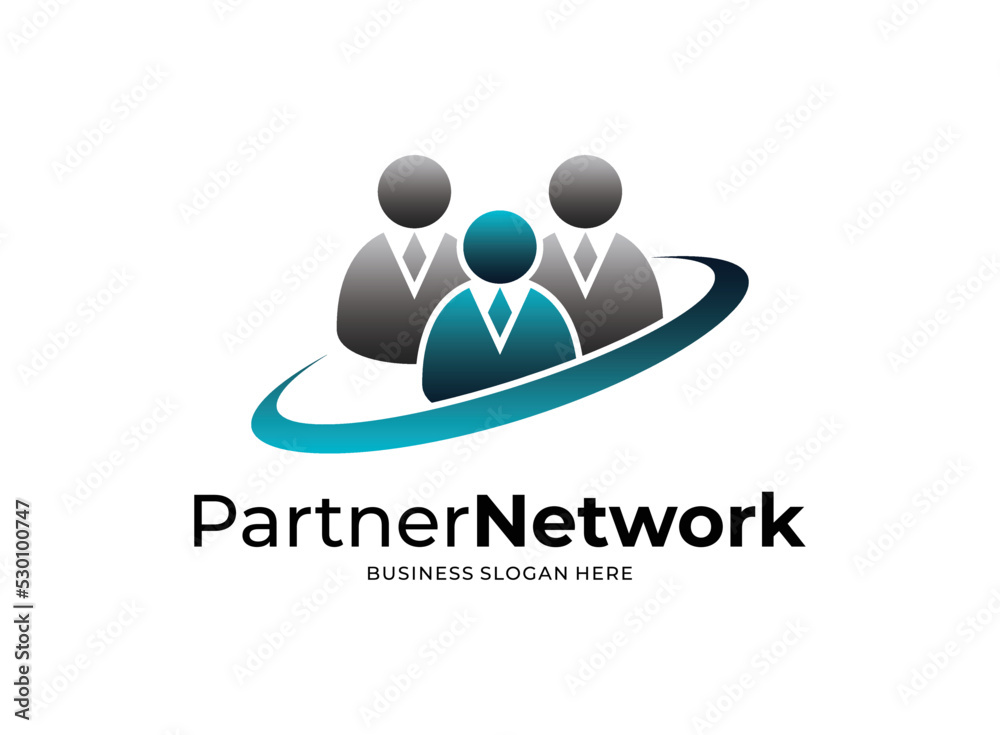 Team Community Partners logo template. Social Network Corporate branding identity