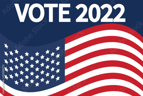 Day of mid-term elections. Vote 2022 USA, banner design. Political election campaign
