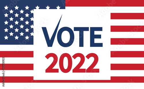 Day of mid-term elections. Vote 2022 USA, banner design. Political election campaign