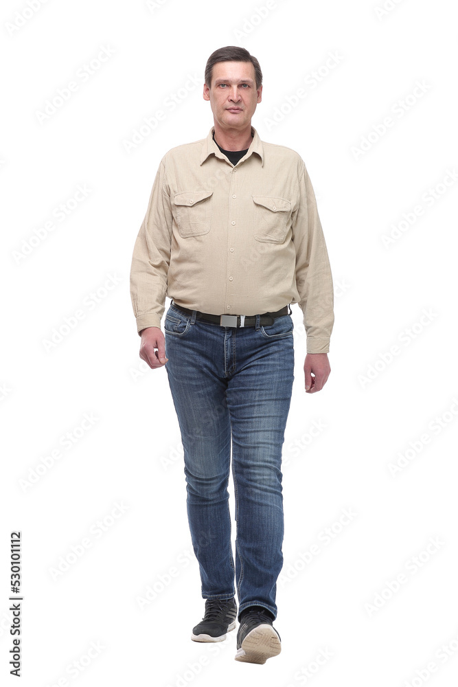 Front view of happy casual man walking Front view of happy casual man walking