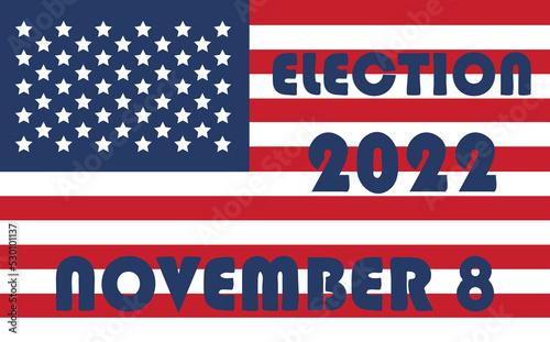 Day of mid-term elections. Vote 2022 USA, banner design. Political election campaign