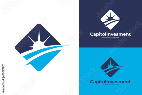 Business corporate investment technology logo design template. Simple and clean flat design of investment illustration vector.