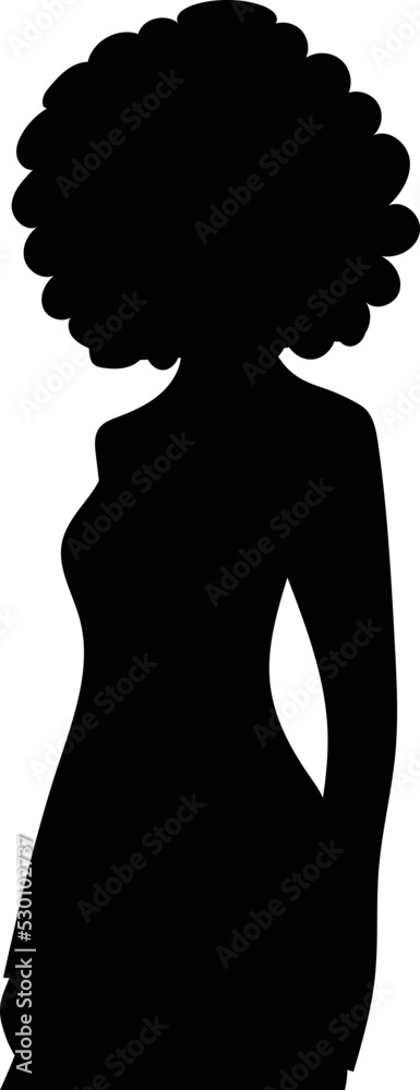 Silhouette Vector Illustration of Woman with Afro Over White