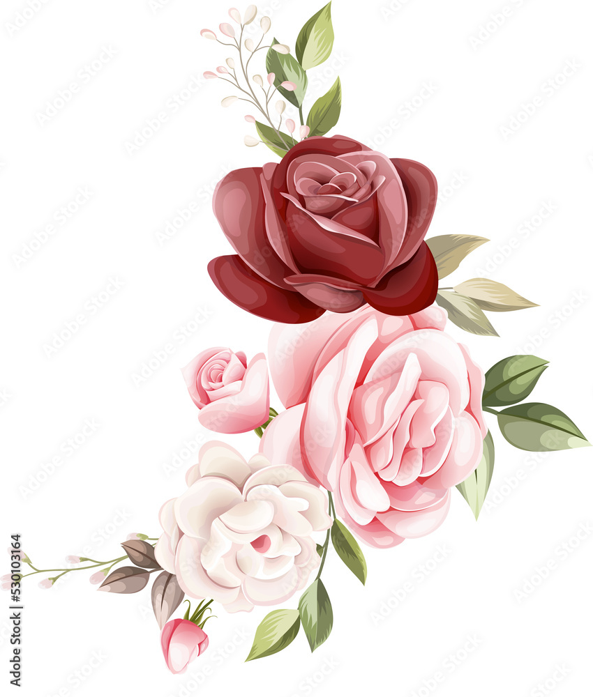 Beautiful Drawn Roses beautiful hand drawing roses flower bouquet Stock Illustration | Adobe ...