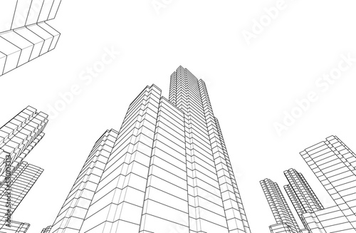 City on white background 3d illustration