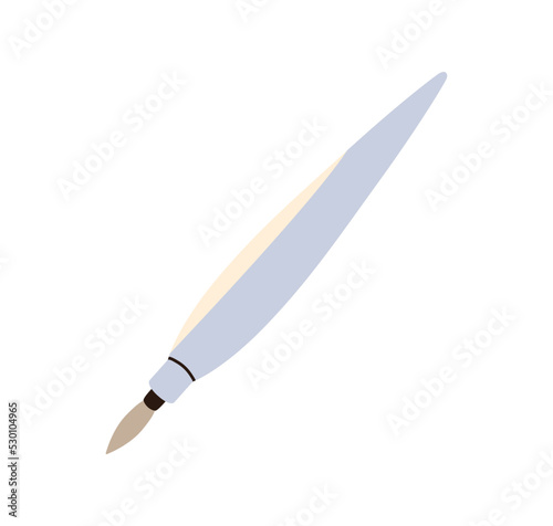 Paintbrush, art tool. Paint brush, drawing supplies, stationery item with bri...