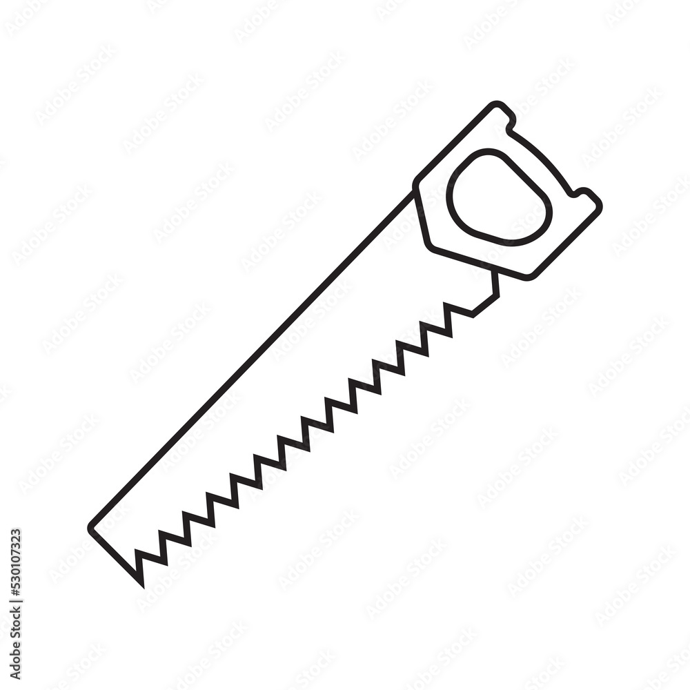 Saw icon in outline style design. Vector graphic illustration. Saw icon in outline style design. Vector graphic illustration.
