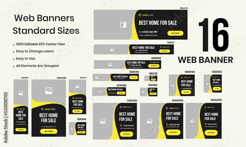 Real Estate Home Sale Social Media Post Template, Editable vector Post Template, Google ads banner.
