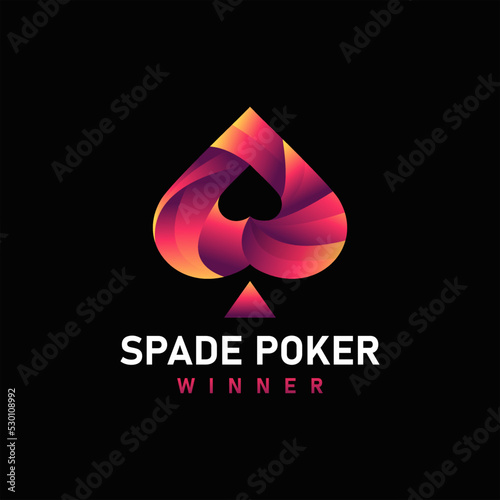 Colorful Spade Poker logo design concept.