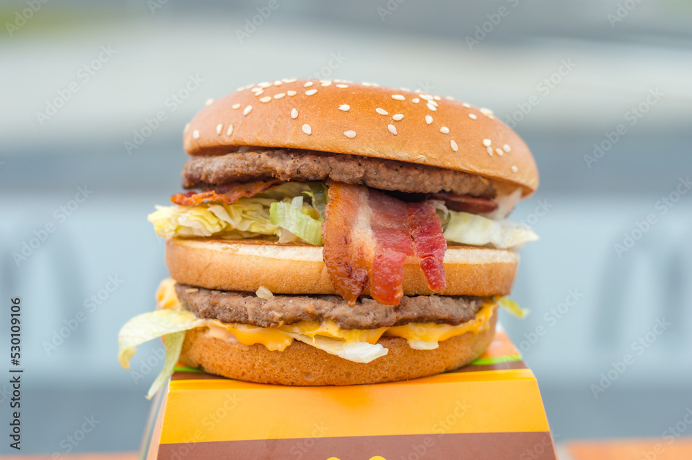 Dworek, Poland - June 18, 2022: McDonald's Big Mac Bacon burger. Photos |  Adobe Stock