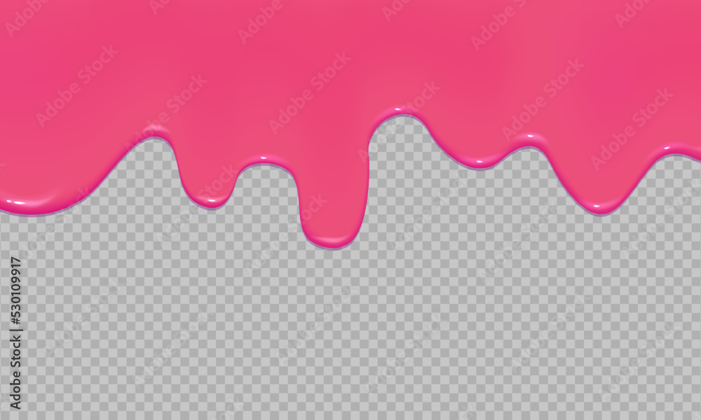 Flowing realistic pink sweet melting icing on transparent background ...