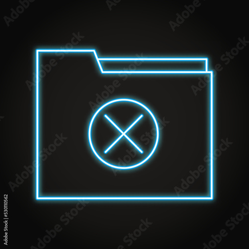 Folder with cross symbol neon icon
