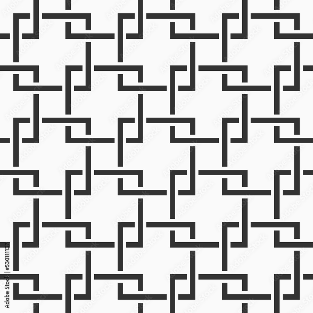 Seamless lattice vector pattern. Weaving texture. Geometric lattice, grid outline pattern. Black and white interlace pattern. Geometric background.