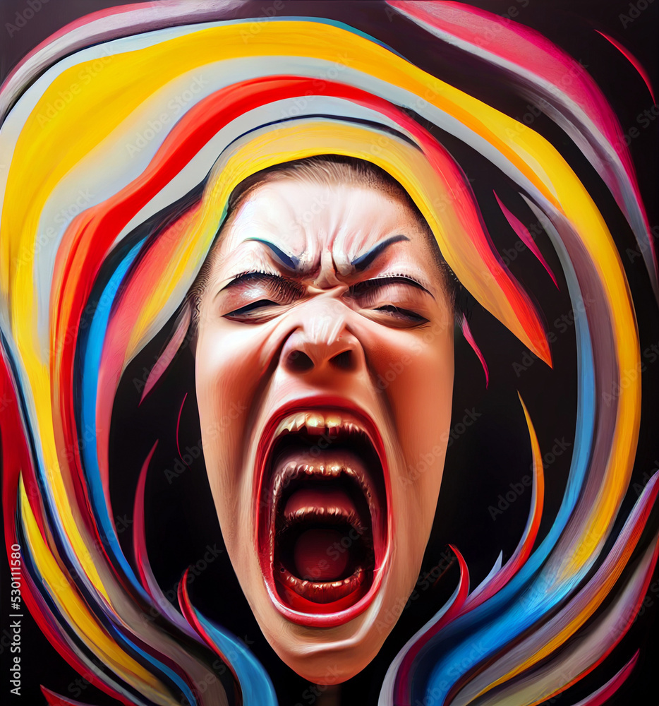 mad screaming woman