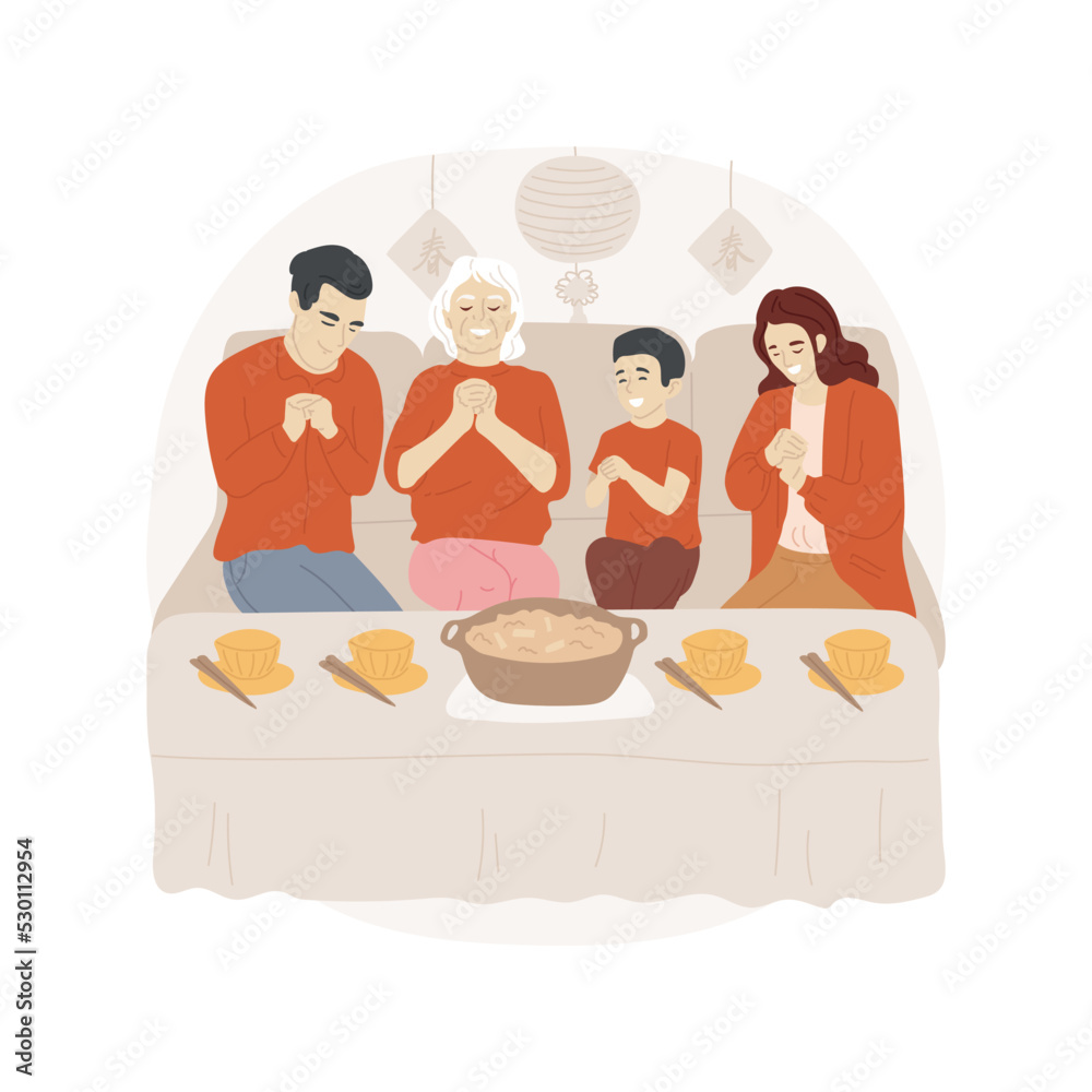 Reunion dinner isolated cartoon vector illustration. Happy family ...