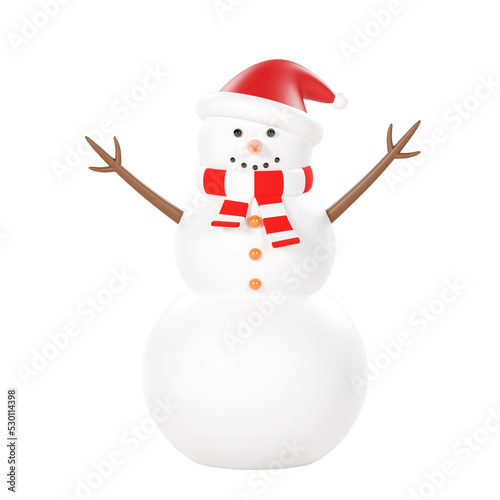 Christmas snowman isolated 3d render