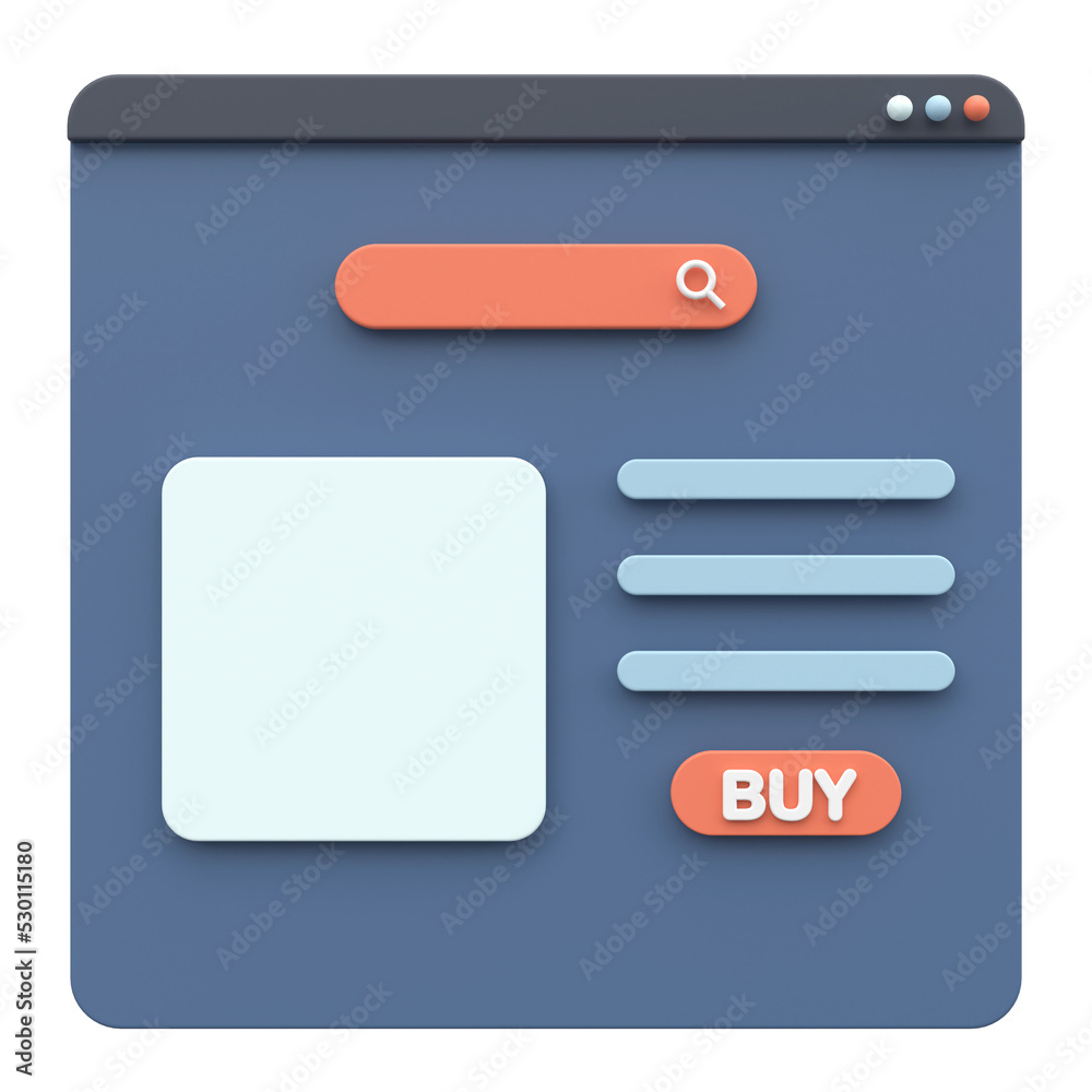 Online shopping. 3D browser. Product page. Online shopping. 3D browser. Product page.