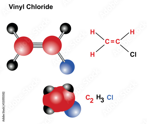Photos Vinyl chloride molecule. ıt is also called vinyl chloride monomer