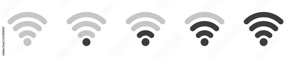 Set wi-fi icons. Wireless network icon set. Isolated on white background. Vector illustration eps10 Set wi-fi icons. Wireless network icon set. Isolated on white background. Vector illustration eps10