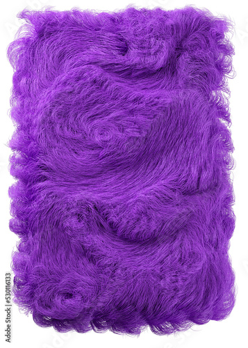 3d rendering fluffy purple abstract png shape isolated on transparent background. Creative hairy element for collages, art decoration for presentation, social media. Trendy realistic shape.