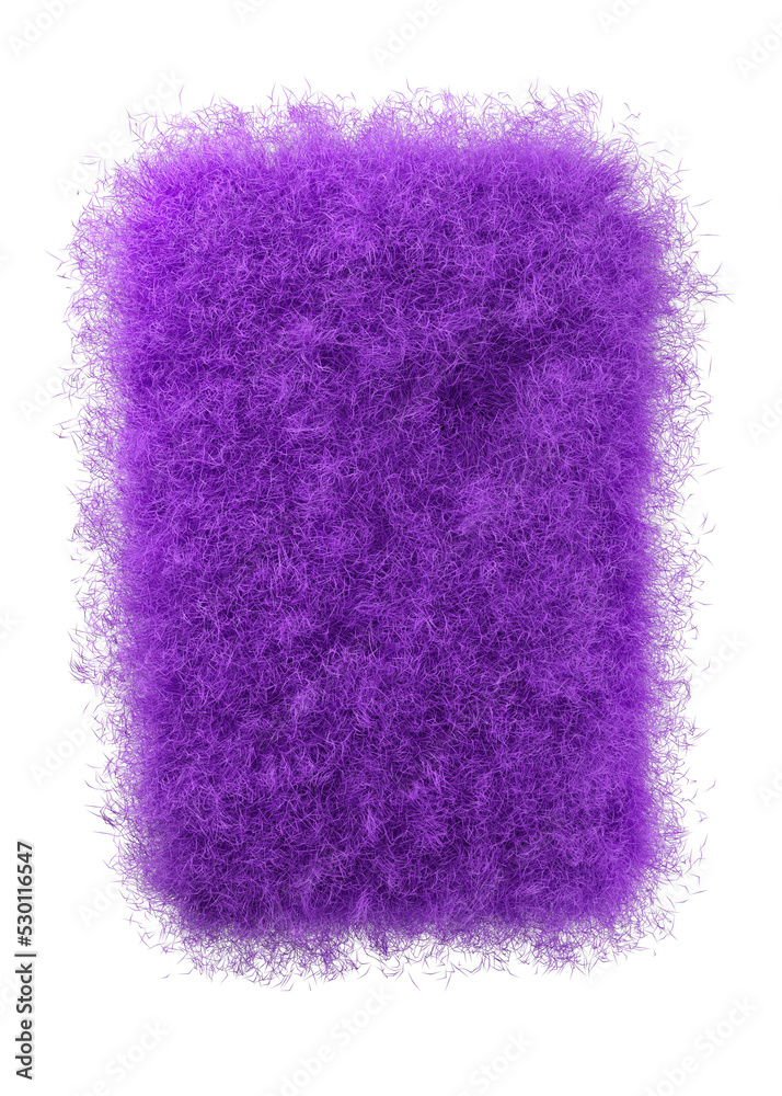 3d rendering fluffy purple abstract png shape isolated on transparent background. Creative hairy element for collages, art decoration for presentation, social media. Trendy realistic shape.