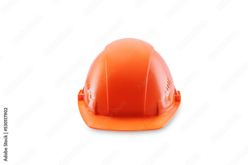 Orange plastic helmet on a white isolated background Orange plastic helmet on a white isolated background