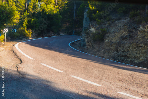 curvy road through the mountains