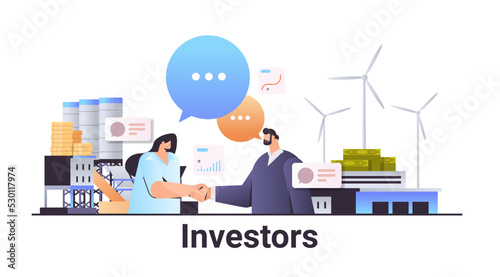 businesspeople investors shaking hands carbon credit concept responsibility of co2 emission environment strategy