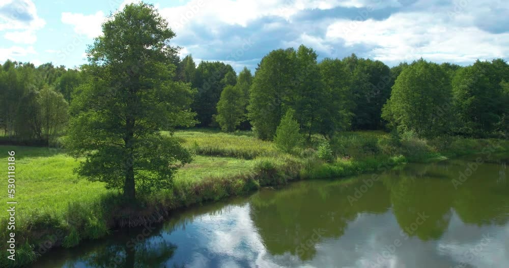 beautiful landscape with a small meandering river (aerial shot) beautiful landscape with a small meandering river (aerial shot)