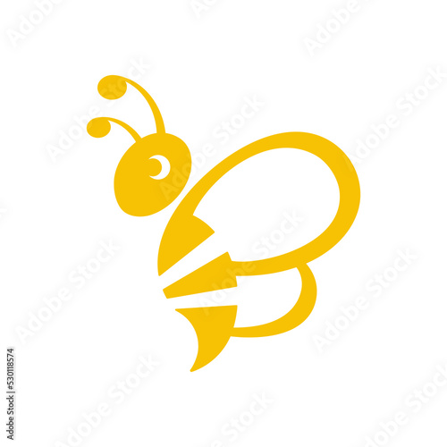 Bee logo. Bumblebee silhouette. Vector isolated on white.